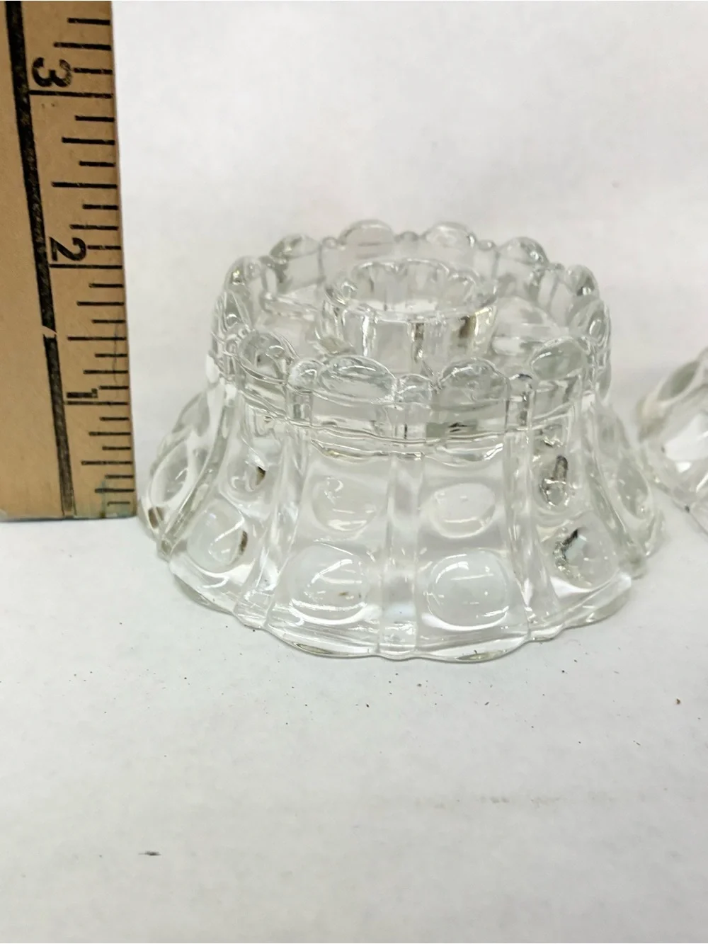 Vintage Indiana Glass Painted Hurricane Shades w/ Candle Holder Bases Lot of 2